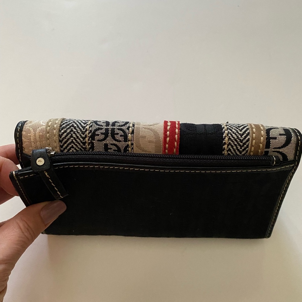 Fossil Signature Wallet Canvas Leather Trim Multi… - image 4